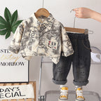 Tie dye letter long sleeved two-piece baby spring and autumn outfit