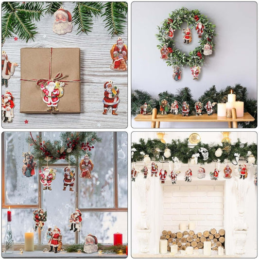 Holzanhänger mit Weihnachtsmann-Motiven für den Christbaum – Bild 2
