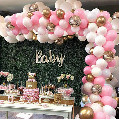 Ballongirlande in Rosa, Weiß und Gold, Ballonbogen-Set – Ansicht 1