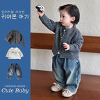 Children's Cardigan Sweater Boy's Knit Jacket Jeans T-Shirt Children's Stylish Clothing Set