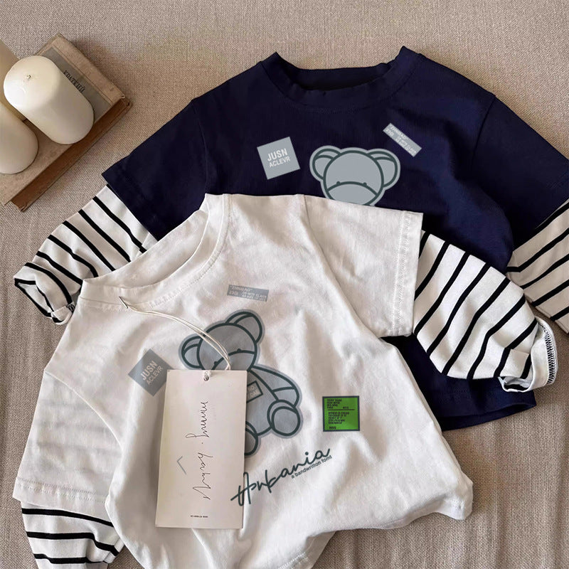 Children's Long Sleeve T-Shirt Striped Casual Versatile Kids Basic Top