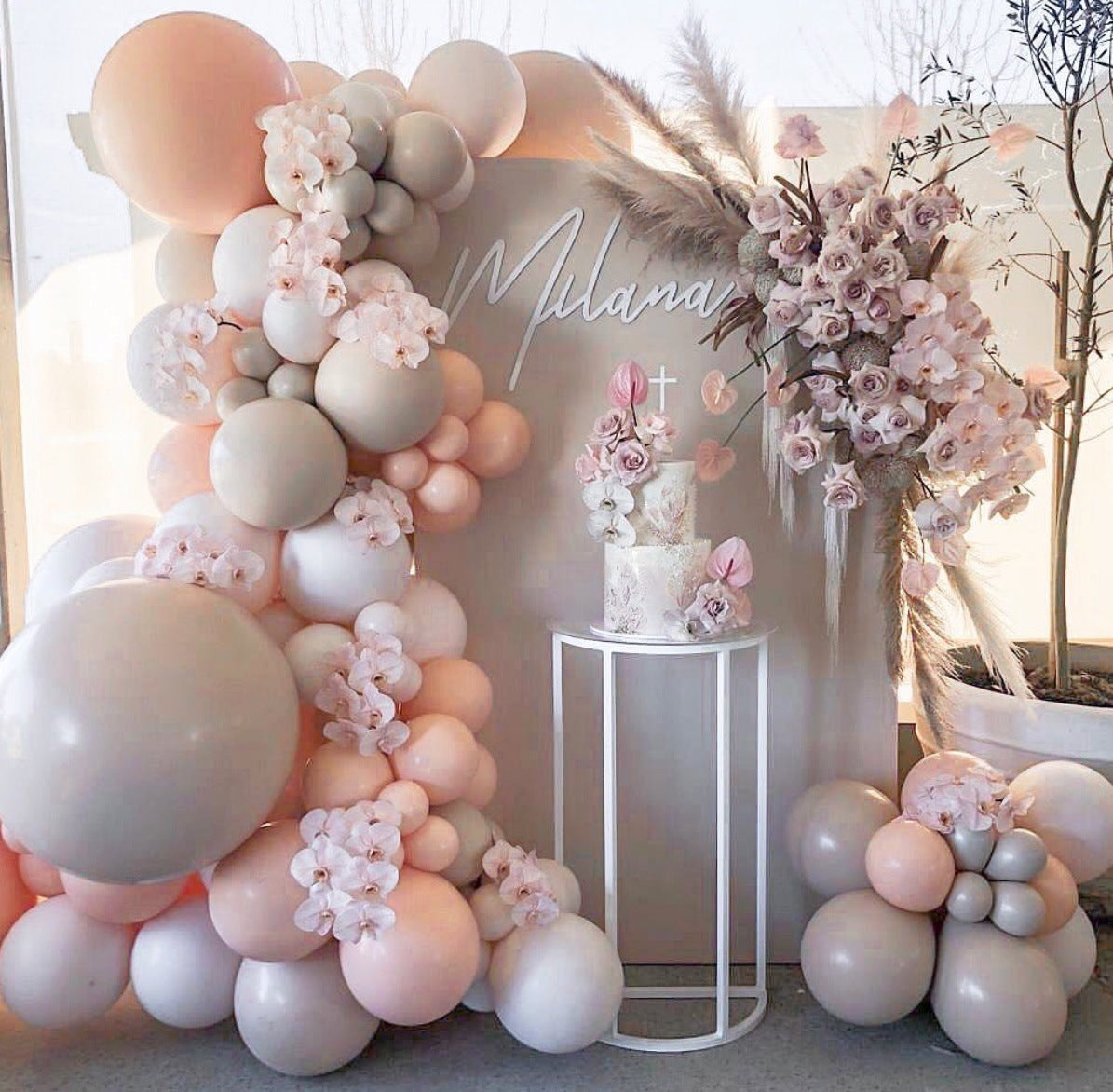 Ballongirlande in Nude-Tönen, Ballonbogen-Set – Ansicht 1