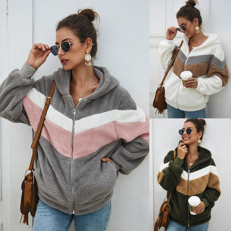 Warme Damen-Kapuzenjacke mit Reißverschluss – Bild 3