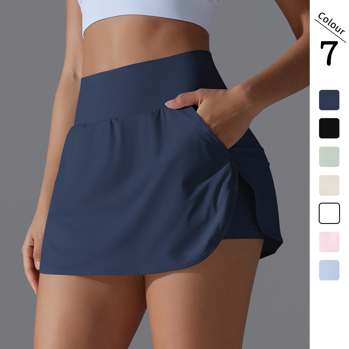 Sport-Tennisrock mit UV-Schutz, High-Waist