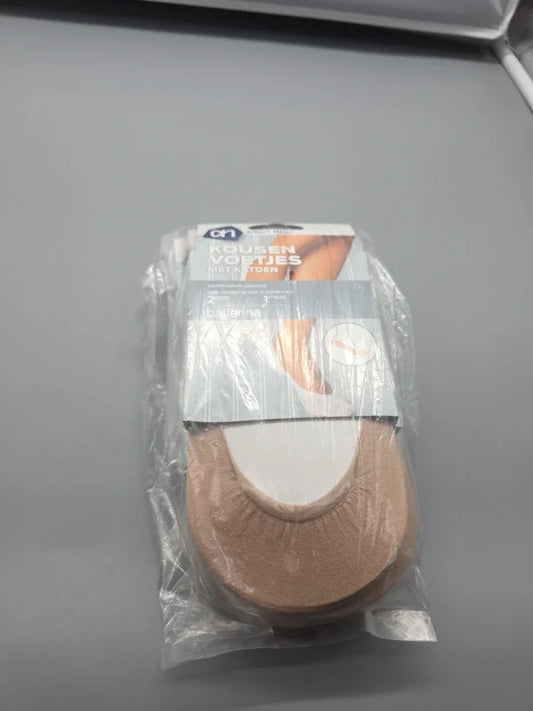 Damen Ballerina-Füßlinge Hautfarben Nahtlos Albert Heijn 2 Paar Packung Vorderansicht OVP