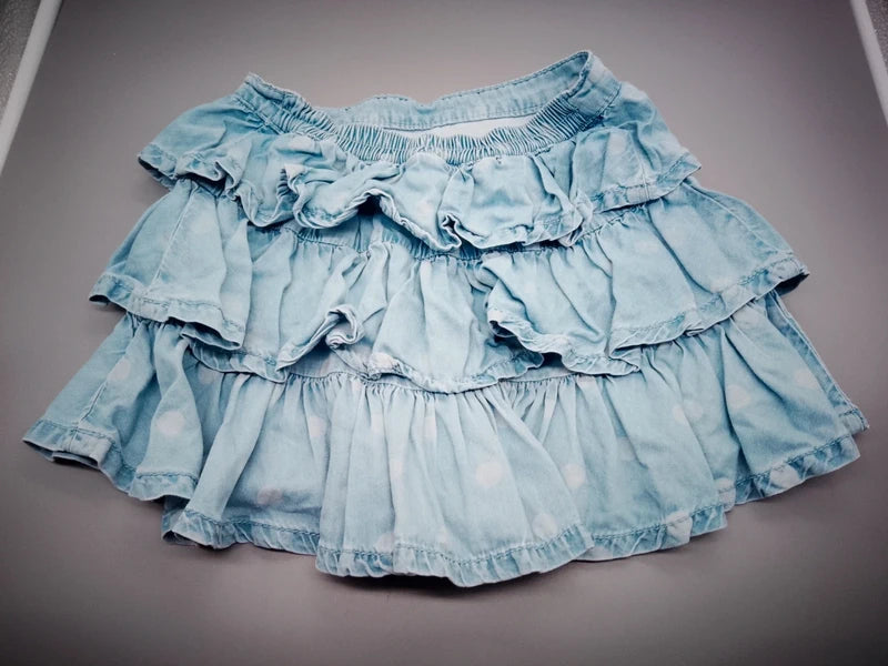 Mädchen Jeansrock Rüschen Hellblau Vorderseite