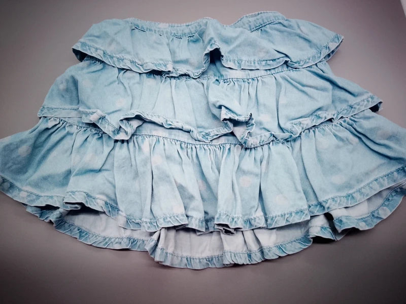 Mädchen Jeansrock Rüschen Hellblau Rückseite