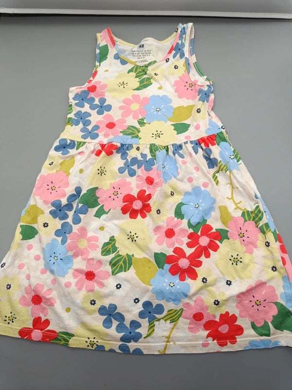 H&M Mädchen Sommerkleid – Bunter Blumenprint | Gr. 110/116