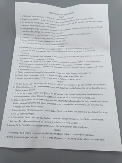 Mehrsprachige Anleitung zum Malen-nach-Zahlen-Set