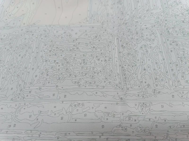 Detail der nummerierten Motivvorlage auf der Leinwand