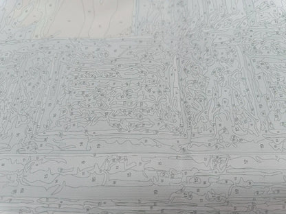 Detail der nummerierten Motivvorlage auf der Leinwand