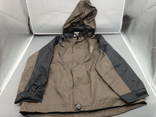 Braun-schwarze 4F Kinderjacke mit Kapuze von vorne