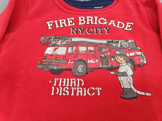 Lupilu Langarmshirt rot Fire Brigade Gr. 86 – Detail Print