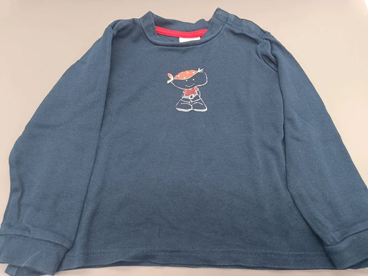 Dunkelblaues Kinder-Langarmshirt mit Motiv, Vorderseite