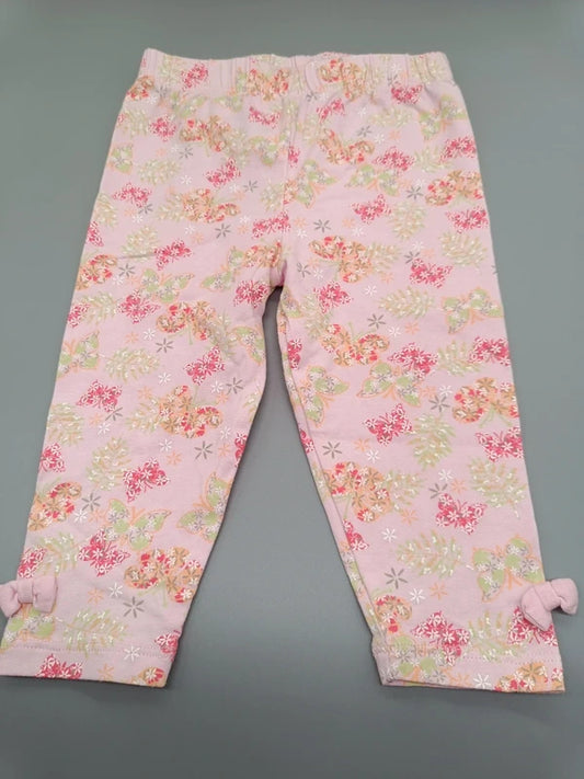 Rosafarbene Blumen-Leggings mit Schleifen in Größe 86, Vorderseite