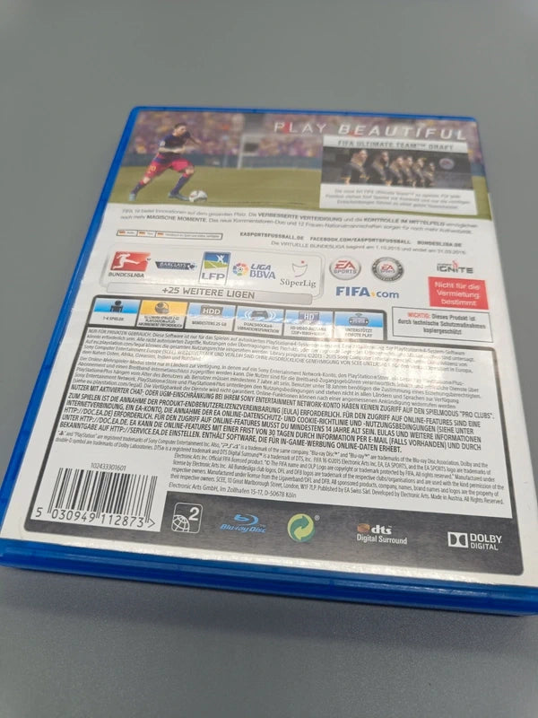 FIFA 16 PS4, Rückseite der Spielhülle