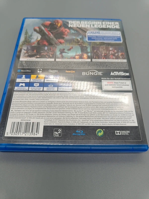 Rückseite der Destiny 2 PS4-Hülle mit Spielinformationen