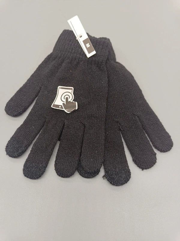 Schwarze Handschuhe Größe M mit Touchscreen-Symbol