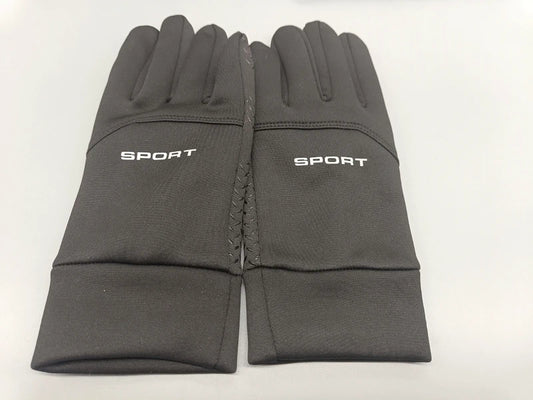 Schwarze Glove-Handschuhe mit weißem SPORT-Schriftzug