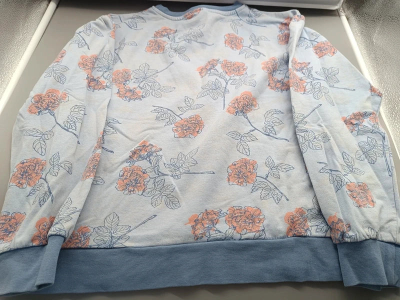 Rückseite des hellblauen Pocopiano Sweatshirts mit Blumenmuster