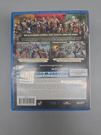 For Honor PS4, deutsch beschriftete Rückseite der Spielhülle