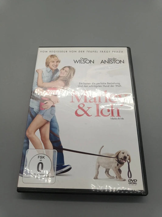 Marley und Ich DVD mit Owen Wilson und Jennifer Aniston, FSK-0-Kennzeichnung, Vorderseite der Originalhülle