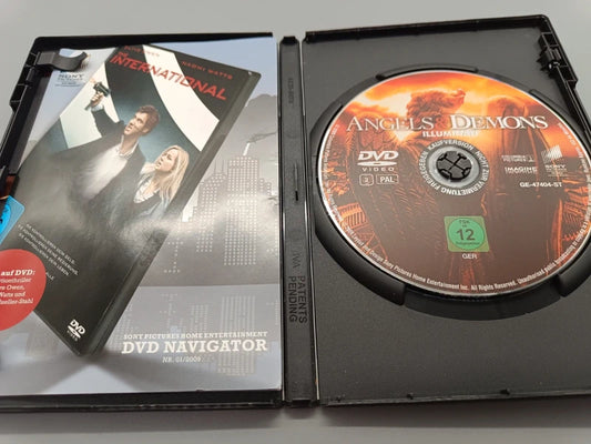Geöffnete Illuminati DVD-Hülle mit Einleger und eingelegtem Datenträger