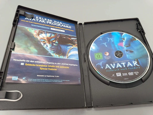 Geöffnete Avatar – Aufbruch nach Pandora DVD-Hülle mit Einleger und eingelegtem Datenträger