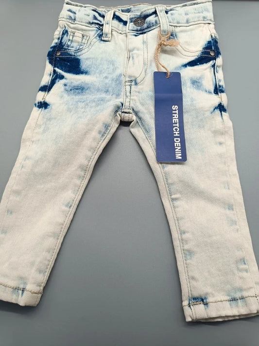 Helle Stretch-Jeans mit blauem Used-Effekt in Größe 74, Vorderseite