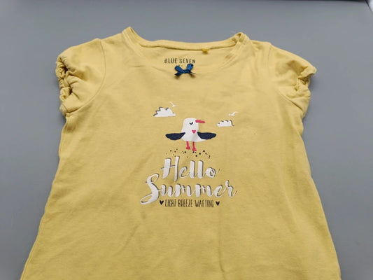 Detail des Hello Summer Motivs und der leicht gerafften Ärmel