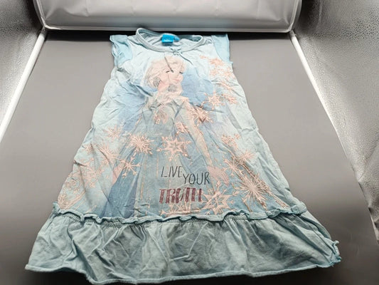Hellblaues Mädchen-Sommerkleid mit Elsa-Motiv in Größe 98, Vorderseite