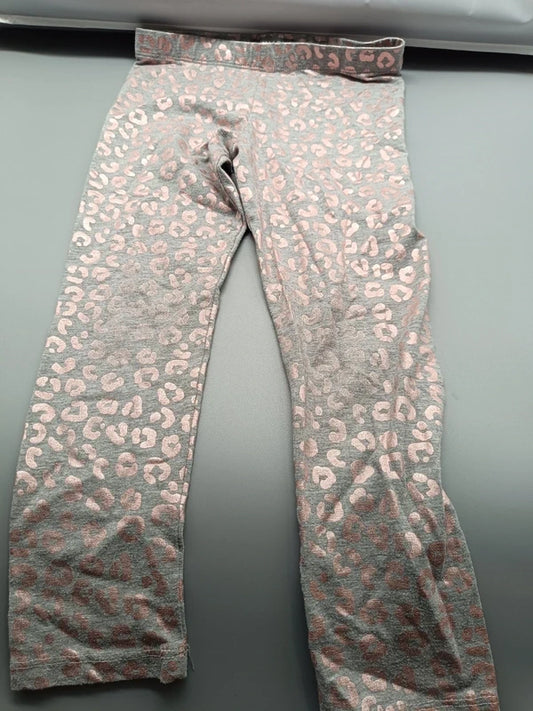 Rosé-silberne Leggings mit Leo-Print in Größe 116, Gesamtansicht