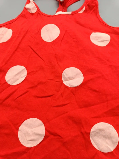 Detail des weißen Punktemusters auf dem roten Zara Kids Top