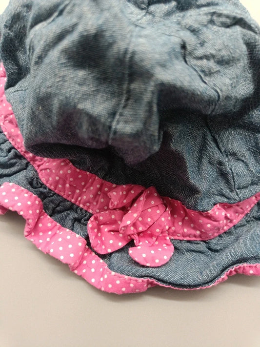Detailaufnahme der pinken Rüschen mit weißen Punkten am Kinderrock