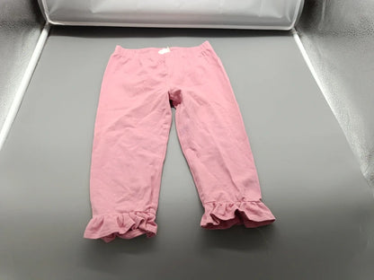 Vorderseite der roséfarbenen Topolino Leggings Größe 104 mit Rüschen an den Beinen