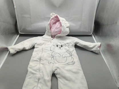 Topomini Babyanzug mit rosa gefütterter Kapuze und Tiermotiv, Vorderseite
