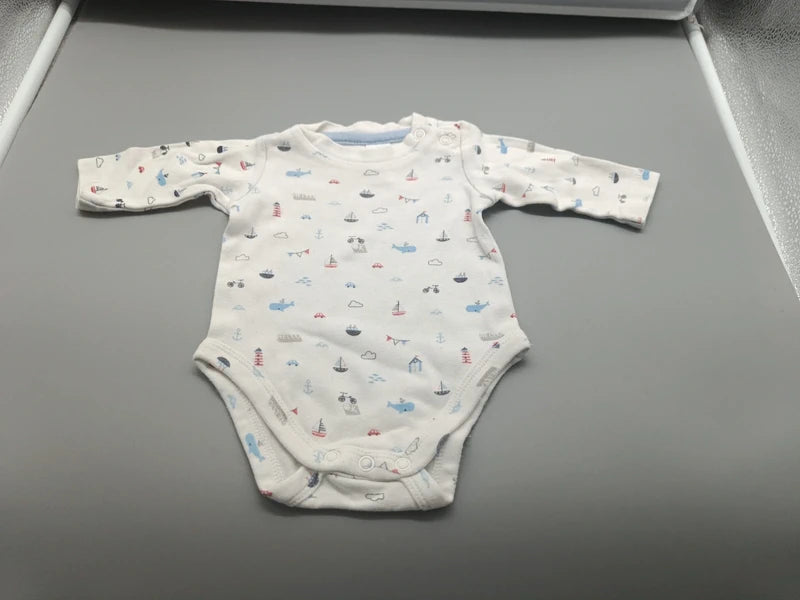 Baby Club Langarmbody weiß mit maritimen Motiven Größe 56, Vorderseite