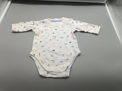 Baby Club Langarmbody weiß mit maritimen Motiven Größe 56, Vorderseite