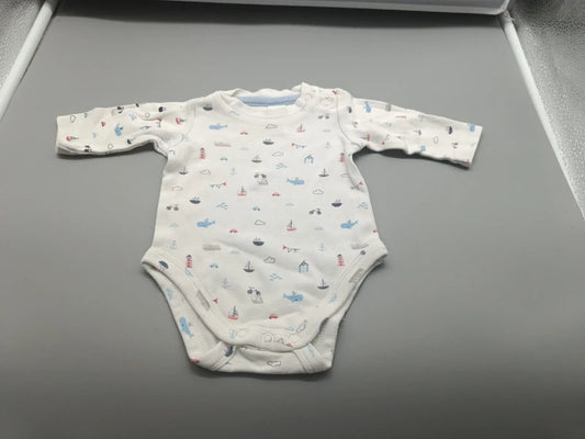 Baby Club Langarmbody weiß mit maritimen Motiven Größe 56, Vorderseite