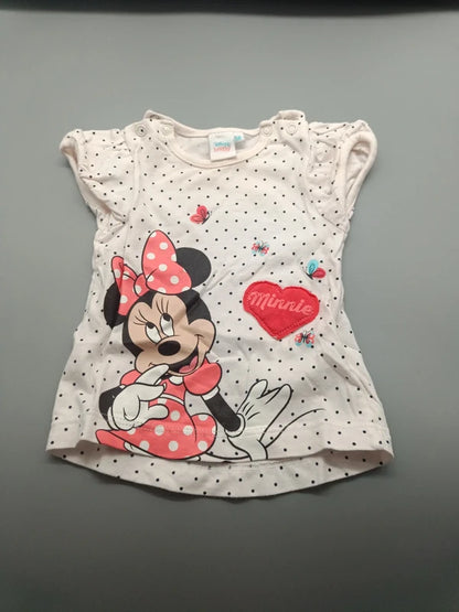 Gesamtansicht des Minnie Mouse Baby-T-Shirts mit Schulterknöpfen