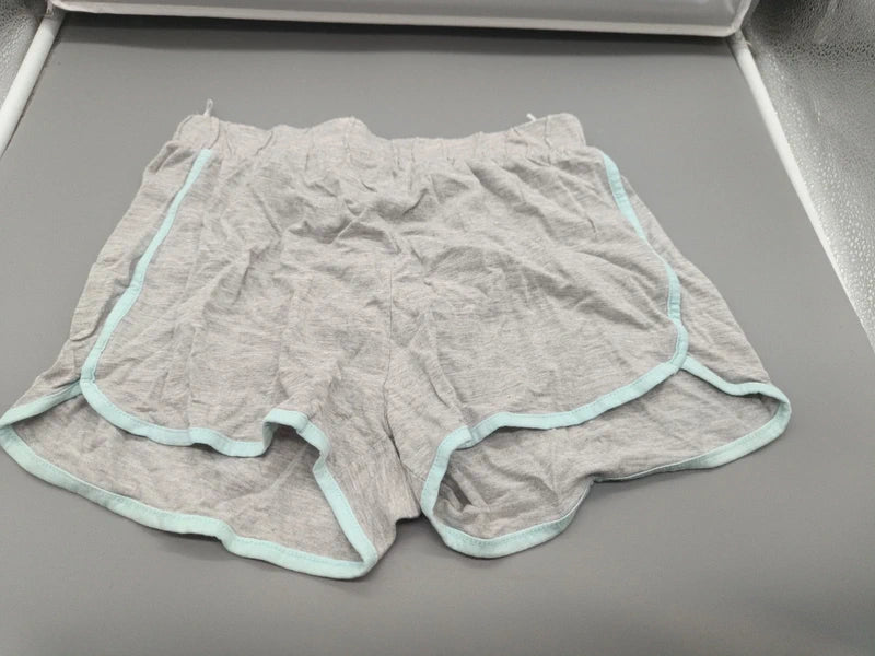 Graue Here + There Sommershorts Größe 176 mit mintfarbenen Kanten, Vorderseite