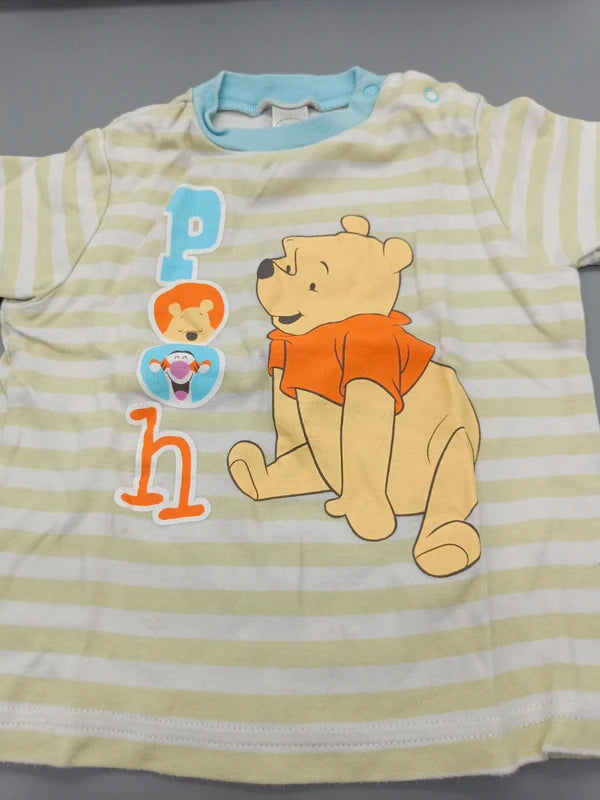 Detail des Winnie-Puuh-Motivs auf dem gestreiften Shirt