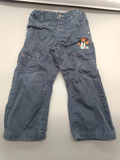 Schwarze Disney C&A Kinderhose mit Micky-Maus-Motiv Größe 92, Vorderseite