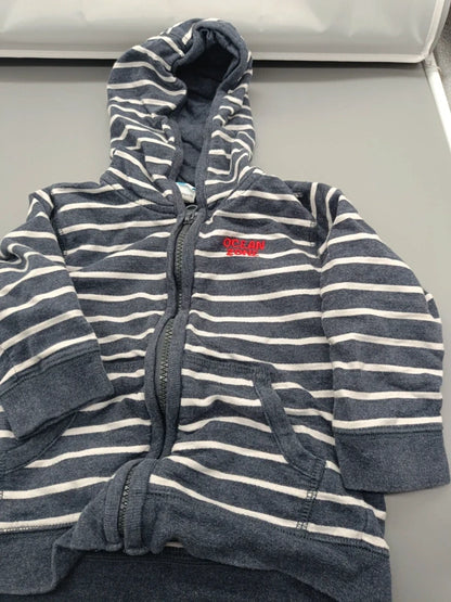 Blau-weiß gestreifte Topomini Kapuzenjacke Größe 92, Vorderseite