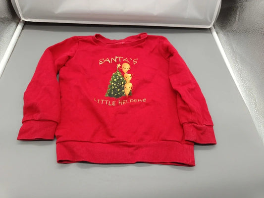 Rotes Jungen-Sweatshirt mit Santa’s-Little-Helpers-Weihnachtsmotiv in Größe 98, Vorderseite