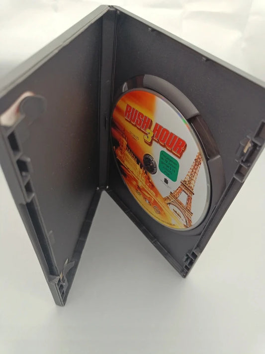 Geöffnete Rush Hour 3 DVD-Hülle mit eingelegtem Datenträger