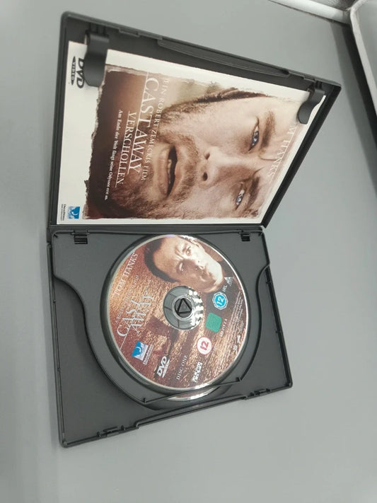 Geöffnete Cast Away – Verschollen DVD-Hülle mit Einleger und eingelegter DVD