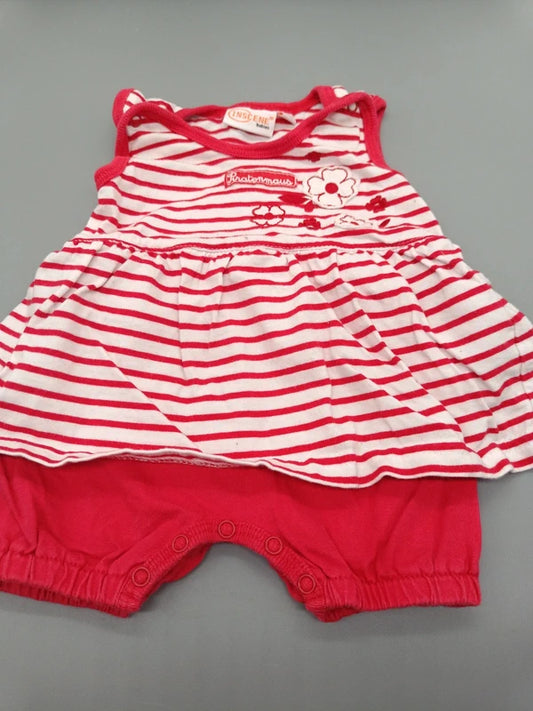 Rot-weißer Baby-Spieler mit Blumenmotiv in Größe 50, Vorderseite