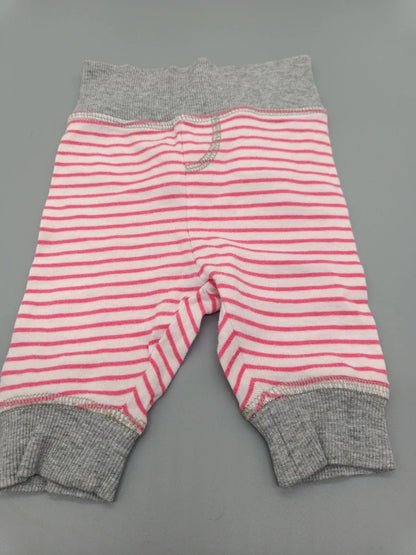 Rot-weiß gestreifte Liegelind Baby-Schlupfhose Größe 50 mit grauem Bund und Bündchen