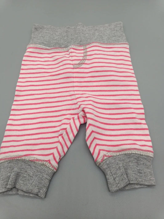 Rot-weiß gestreifte Liegelind Baby-Schlupfhose Größe 50 mit grauem Bund und Bündchen